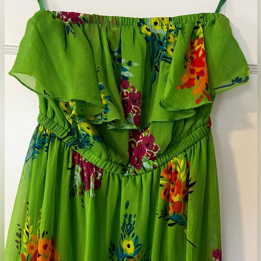 OLD NAVY Floral Sheer Fairy Maxi Dress Ethereal Coquette Y2K Babydoll Green XS P - Picture 3 of 6